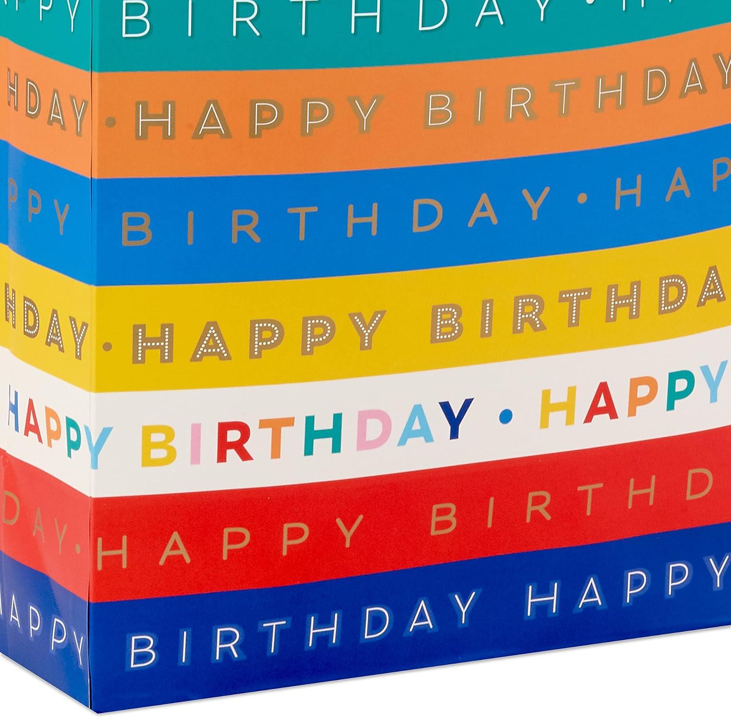 imageHallmark 13quot Large Gift Bag with Birthday Card and Tissue Paper Blue with Stars Birthday BoyStriped Birthday