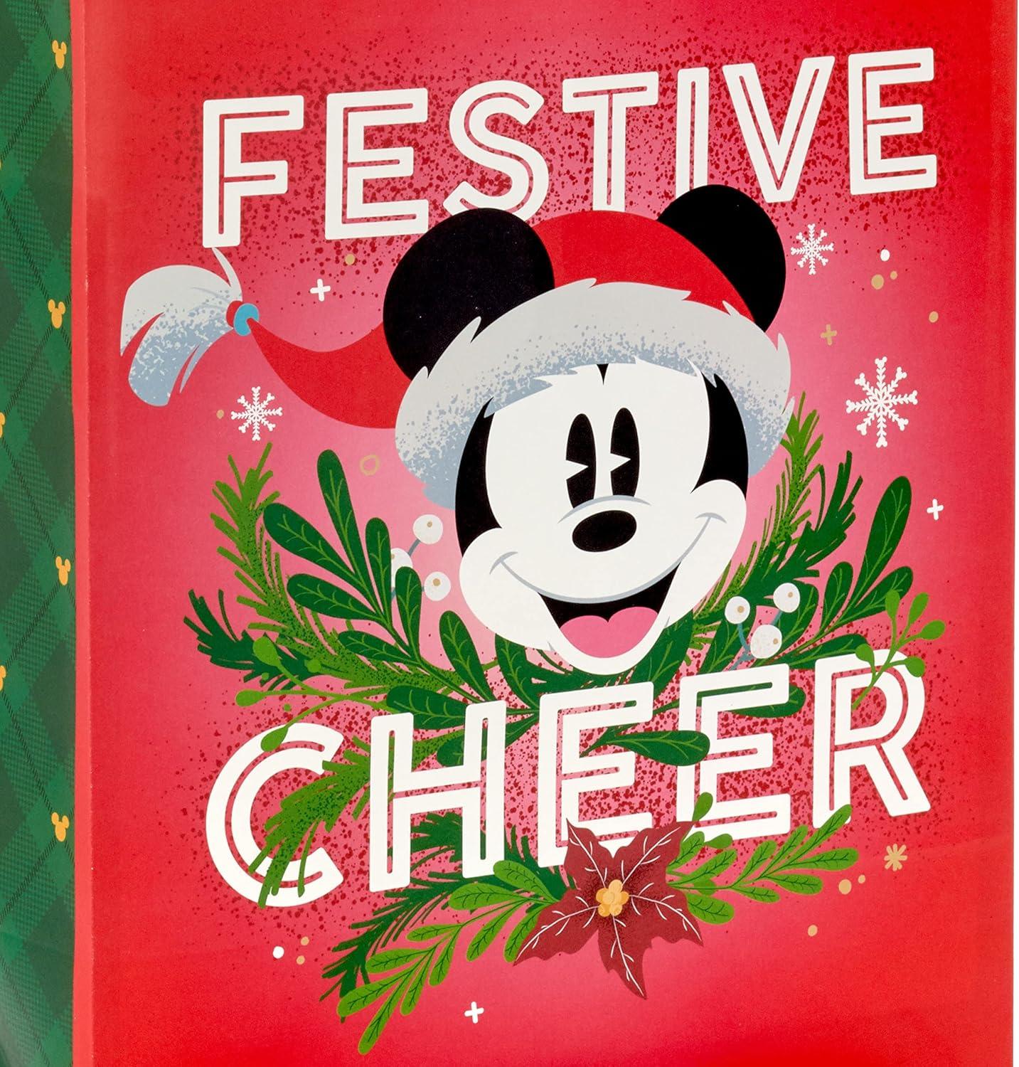 imageHallmark 13quot Large Gift Bag with Tissue Paper Minnie Mouse for Birthdays Kids Parties or Any OccasionMickey and Minnie Christmas