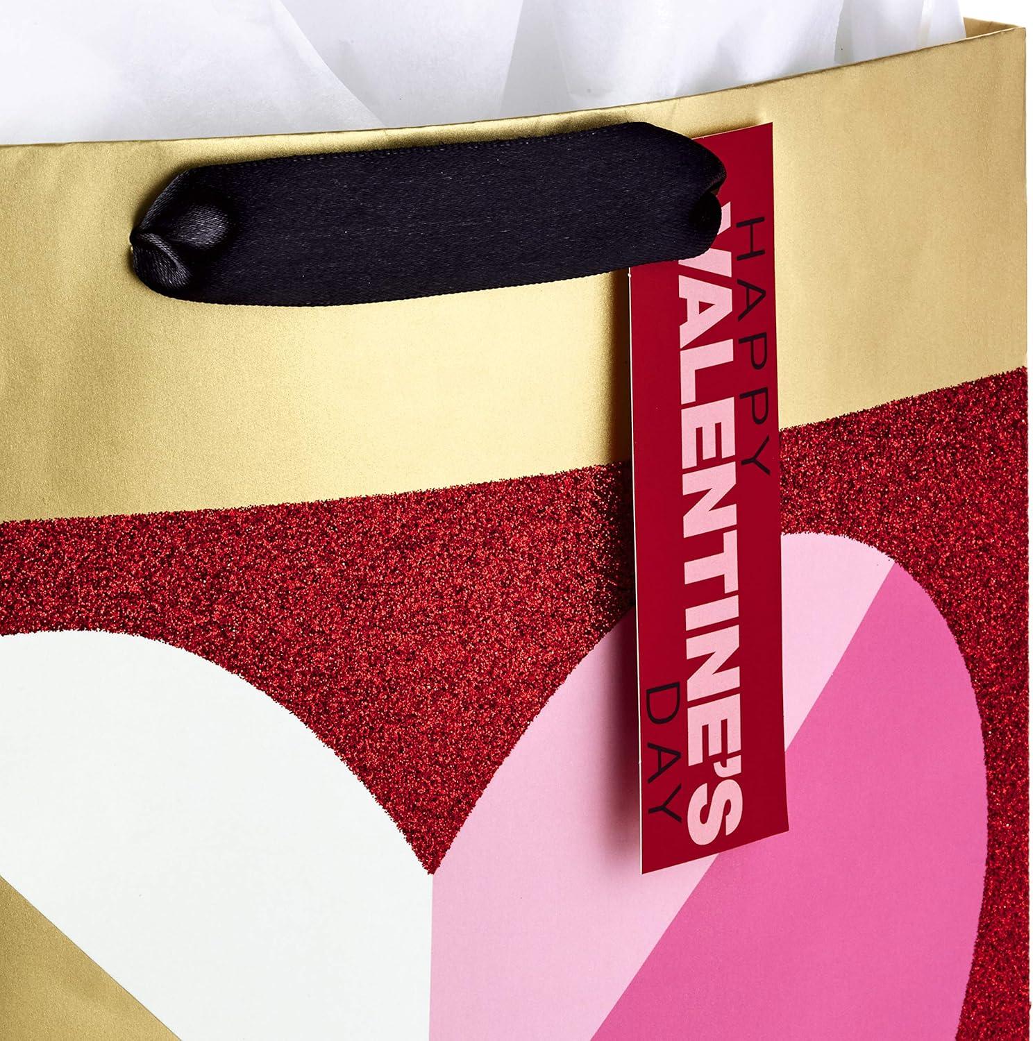 imageHallmark 13quot Large Valentines Day Gift Bag with Tissue Paper Geometric HeartGeometric Heart