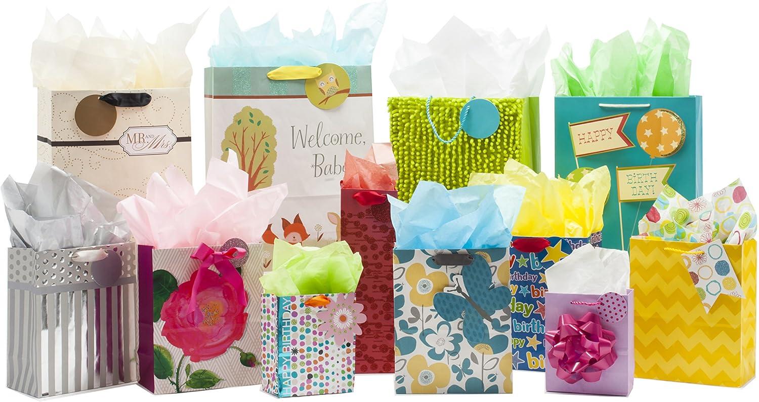 imageHallmark 15quot Extra Large Baby Gift Bag with Tissue Paper Woodland Animals for Baby Showers New Parents and MoreWelcome Baby