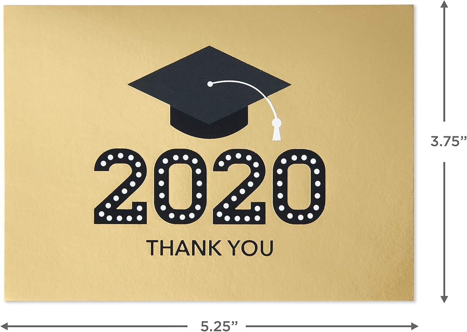 imageHallmark 2025 Bulk Graduation Thank You Cards Black and Gold 40 Count with Envelopes for Grad Announcements Invitations Thanks2020 Grad