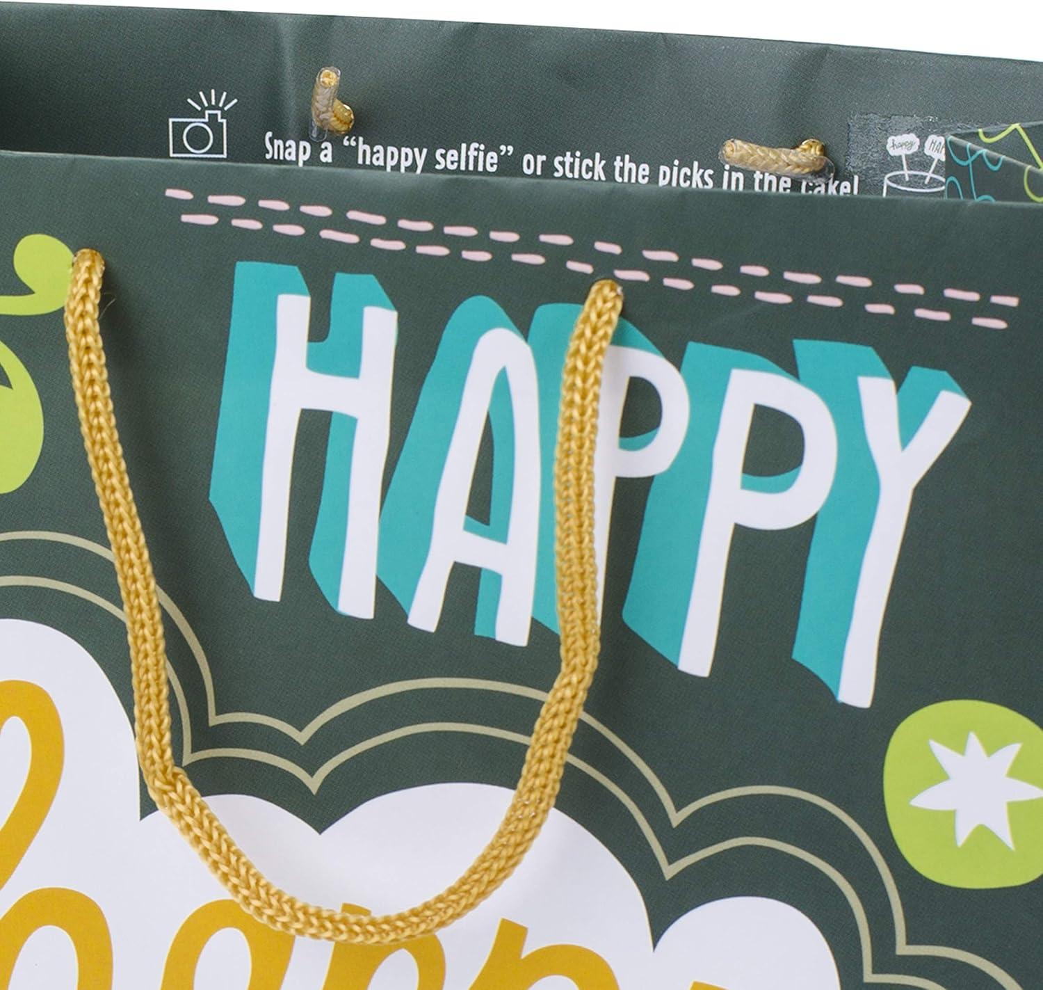 imageHallmark 9quot Medium Birthday Gift Bag with Tissue Paper Blue Happy BirthdayHappy Happy Birthday