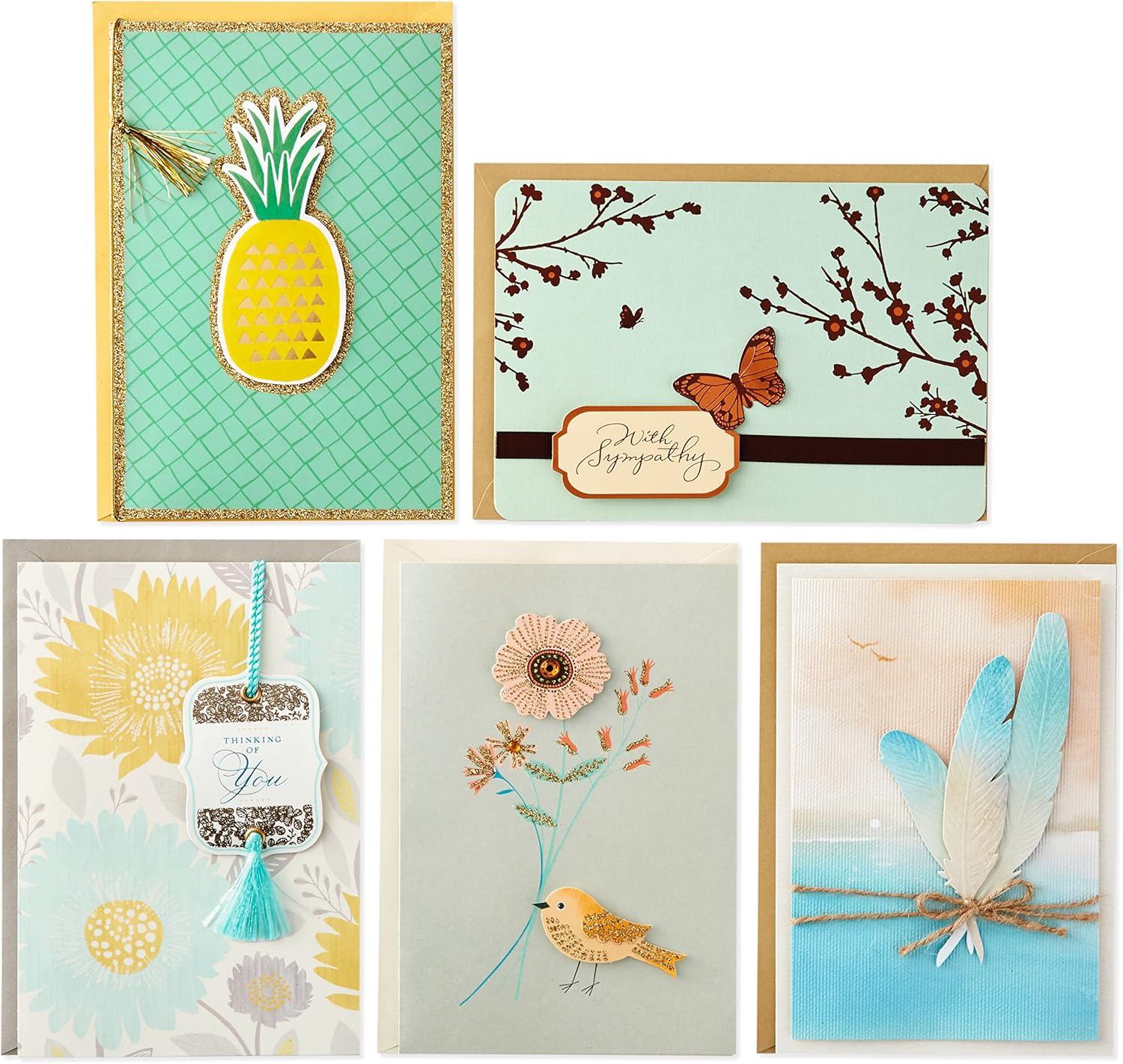 imageHallmark All Occasion Handmade Boxed Set of Assorted Greeting Cards with Card Organizer Pack of 24Birthday Baby Wedding Sympathy Thinking of You Thank You Blank