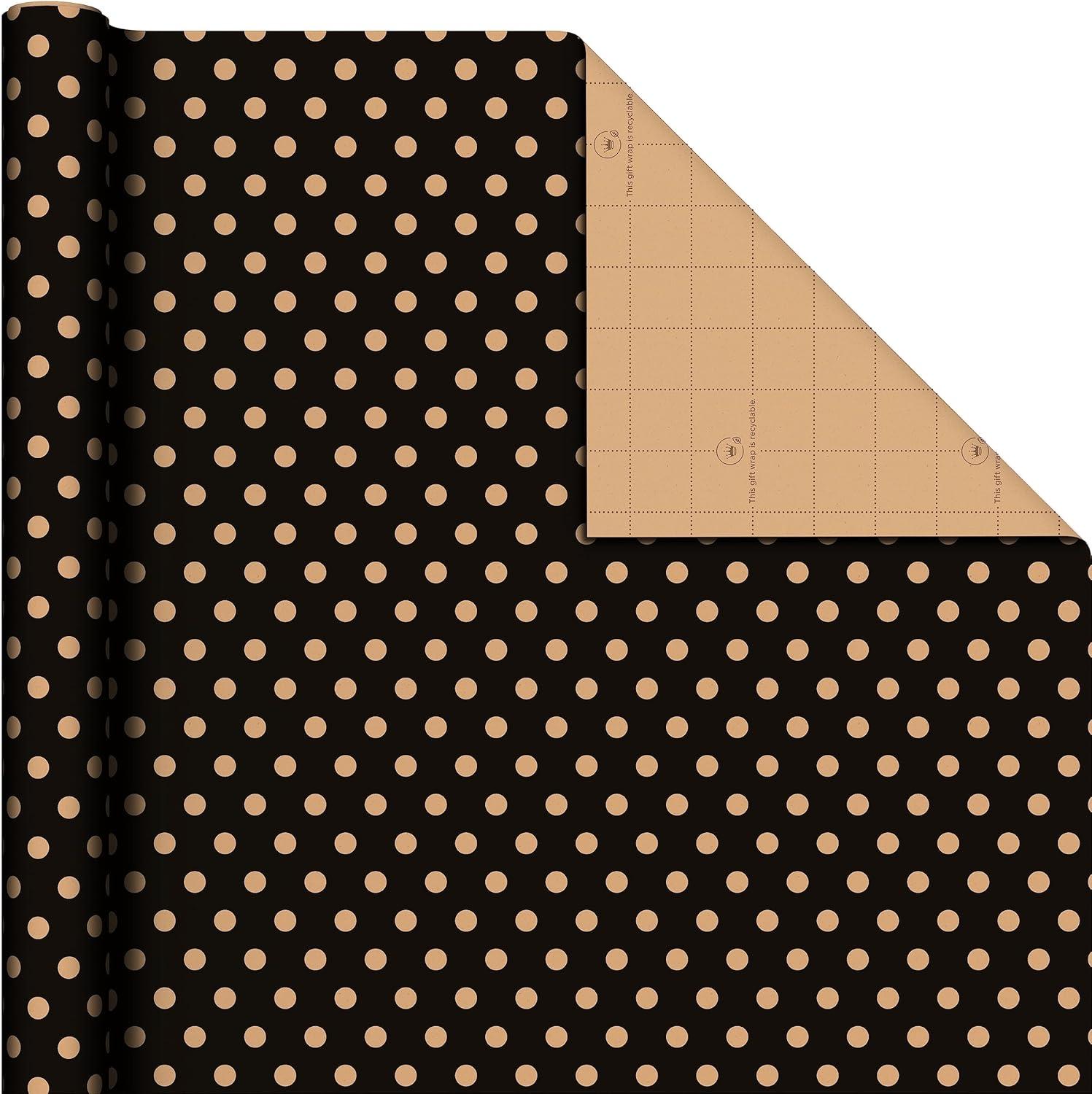 imageHallmark All Occasion Reversible Wrapping Paper  Gold ampamp Kraft Stripes Triangles Chevron Polka DotsKraft Red  Blue  and Black