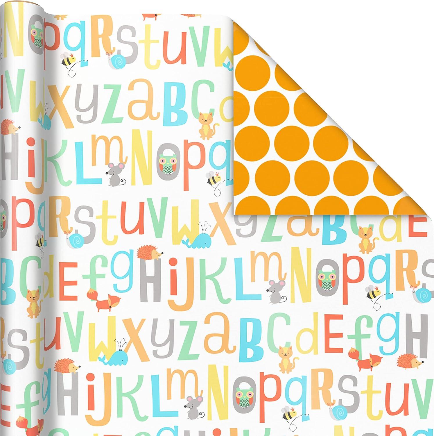 imageHallmark Baby Shower Wrapping Paper Rolls  Pastel Gift Wrap Paper  Gender Neutral Clouds ABCs Bottles Polka Dots Blue Gray Gingham Set of 3 Rolls 75 sq ft ttlClouds  Bottles  ABCs