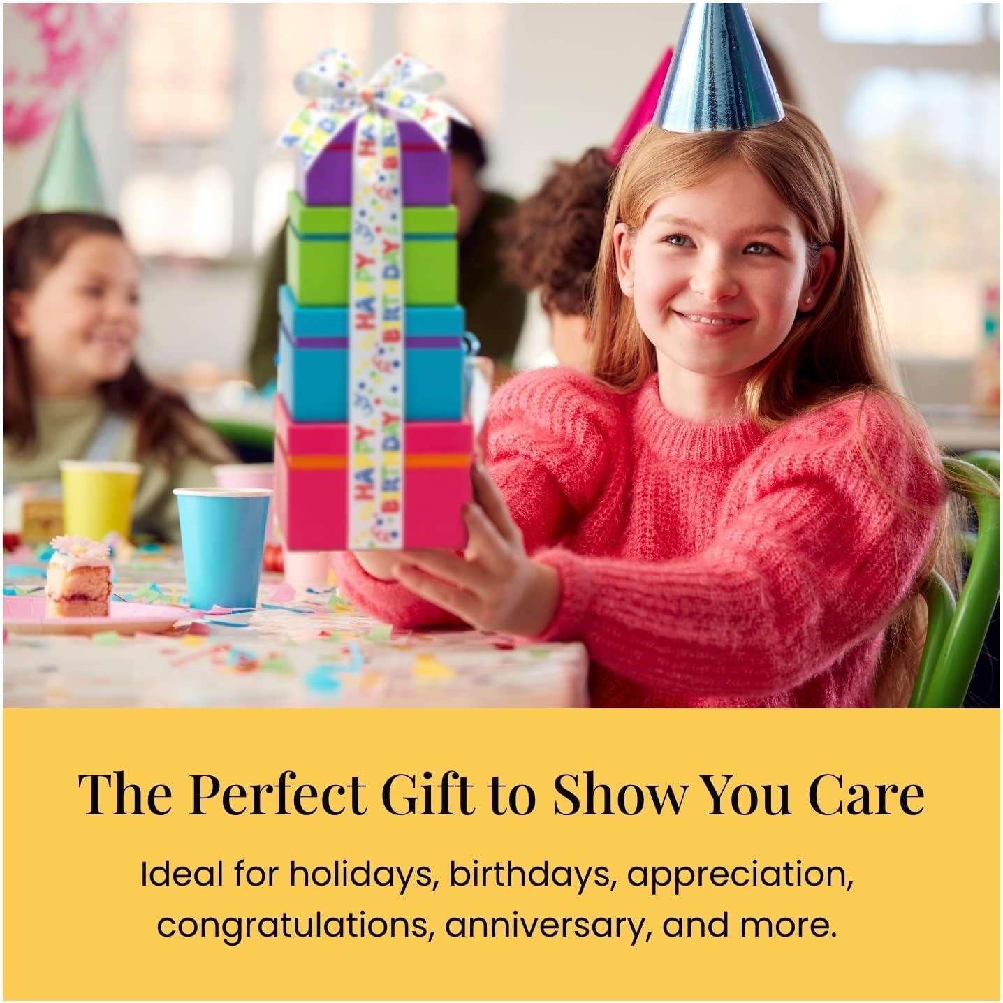 imageHallmark Birthday Card with Broadway Basketeers Gourmet Snacks Gift Tower  Birthday Snack Box with Sweet and Savory Treats