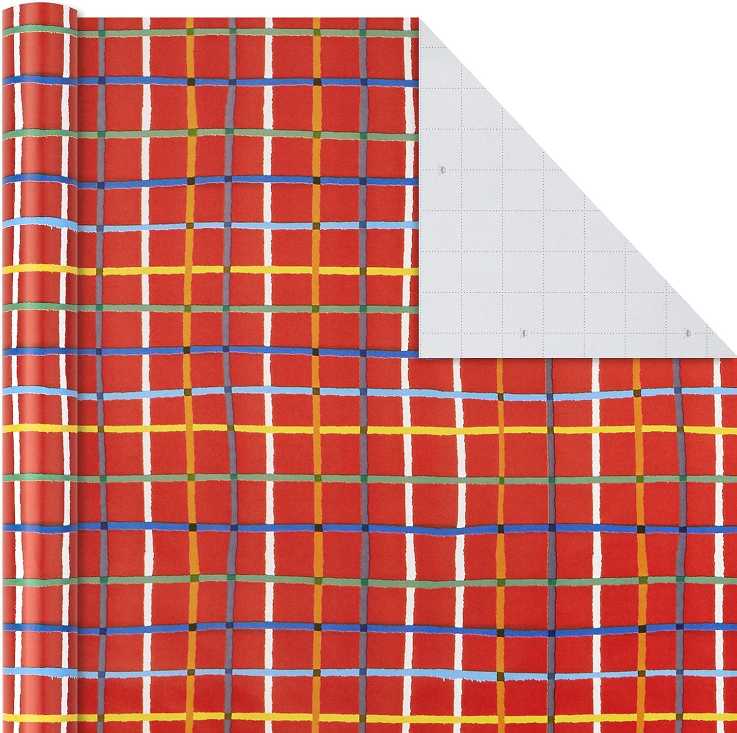 imageHallmark Birthday Wrapping Paper with Templates for Handmade Bows on Reverse 3Pack 75 sq ft ttl Royal Blue Rainbow Stripes Colorful ConfettiPolka Dot  Its Your Birthday  Grid