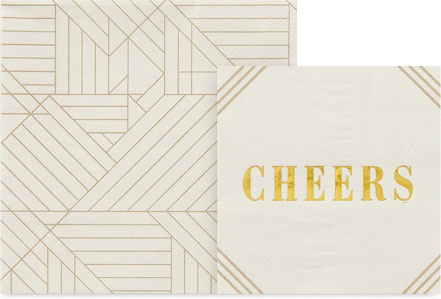 imageHallmark Black and Gold Party Supplies 16 Round Dinner Plates 16 Round Dessert Plates 16 Beverage Napkins 16 Dinner Napkins for Weddings Graduations EngagementsGold and Ivory Hearts  Geometric
