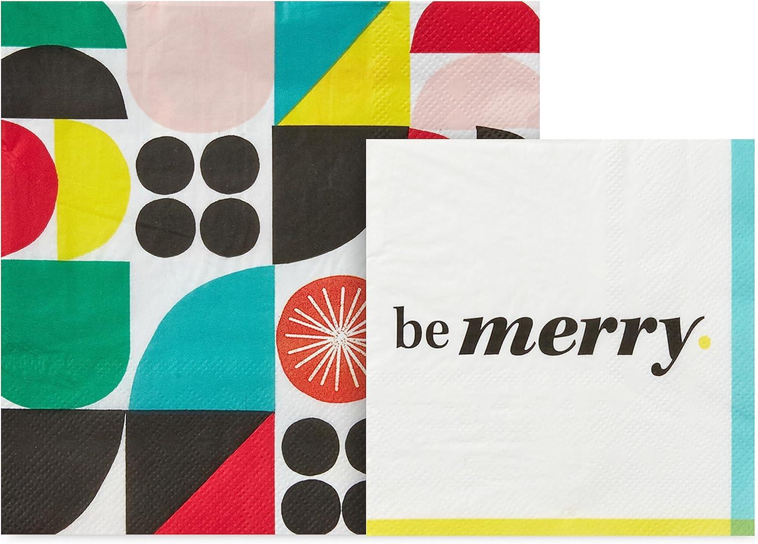 imageHallmark Bold Black White and Red Party Supplies 16 Dinner Plates 8 Square Dessert Plates 8 Hexagonal Dessert Plates 16 Dinner Napkins 16 Beverage Napkins quotEat Celebrate Be Merryquot