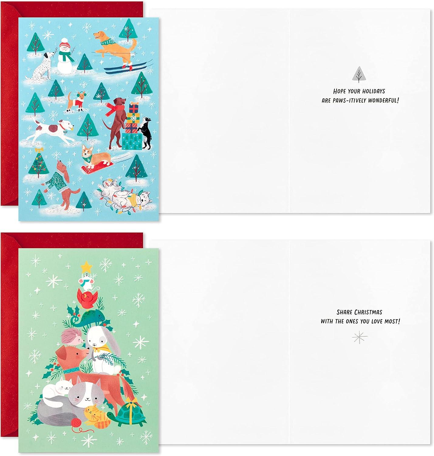 imageHallmark Boxed Christmas Cards Assortment Vintage Holidays 6 Designs 36 Cards with EnvelopesCats and Dogs  Holiday Card Assortment