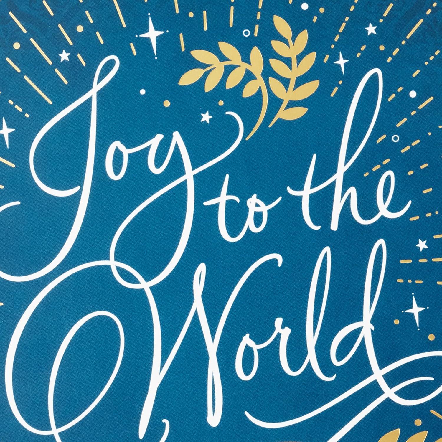 imageHallmark Boxed Christmas Cards Joy to the World 40 Cards and 40 Envelopes Blue and Gold