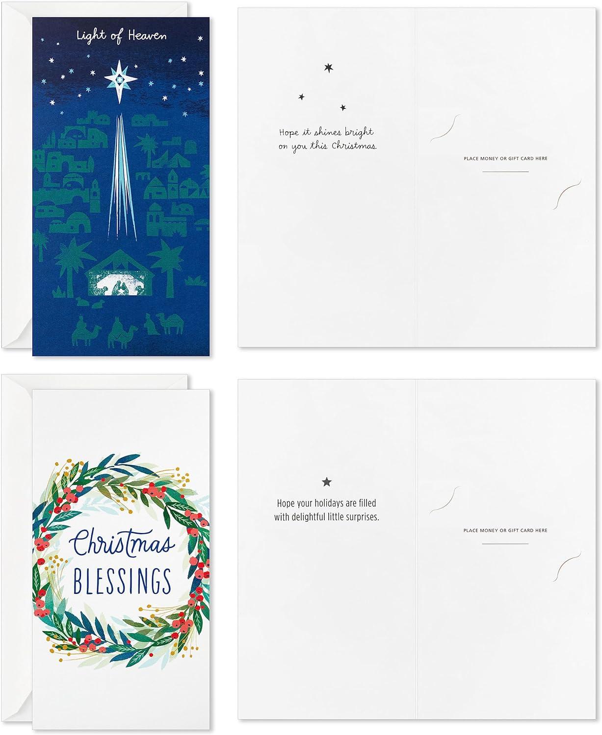 imageHallmark Boxed Religious Christmas Cards Assortment Christmas Blessings 6 Designs 24 Cards with EnvelopesBlue Green Peace Holiday Money Holder Assortment
