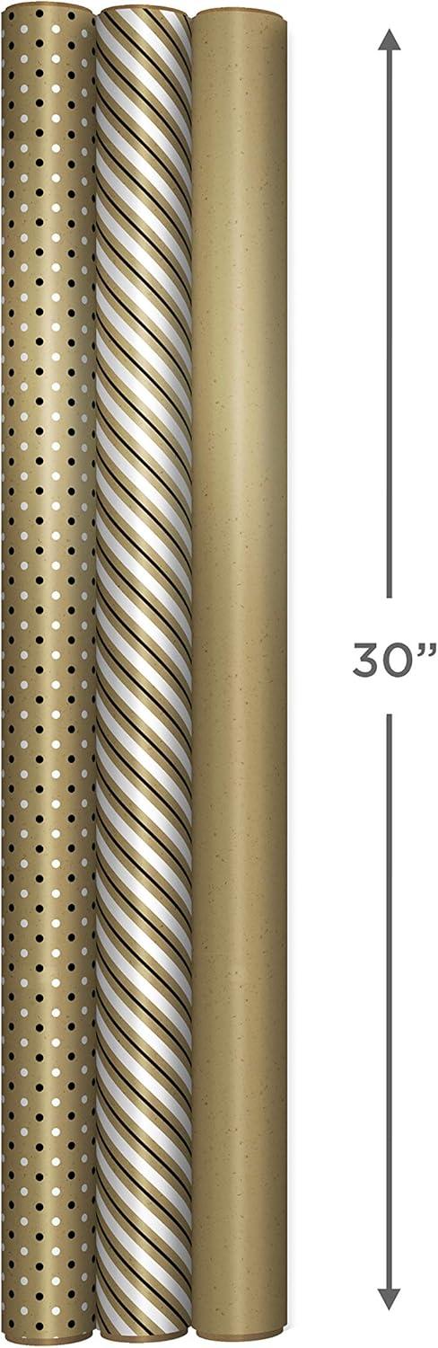 imageHallmark Brown Wrapping Paper with DIY Bow Templates on Reverse 3Pack 75 sq ft ttl  Black White Brown for Birthdays Weddings Baby Showers Christmas Hanukkah Arts and Crafts
