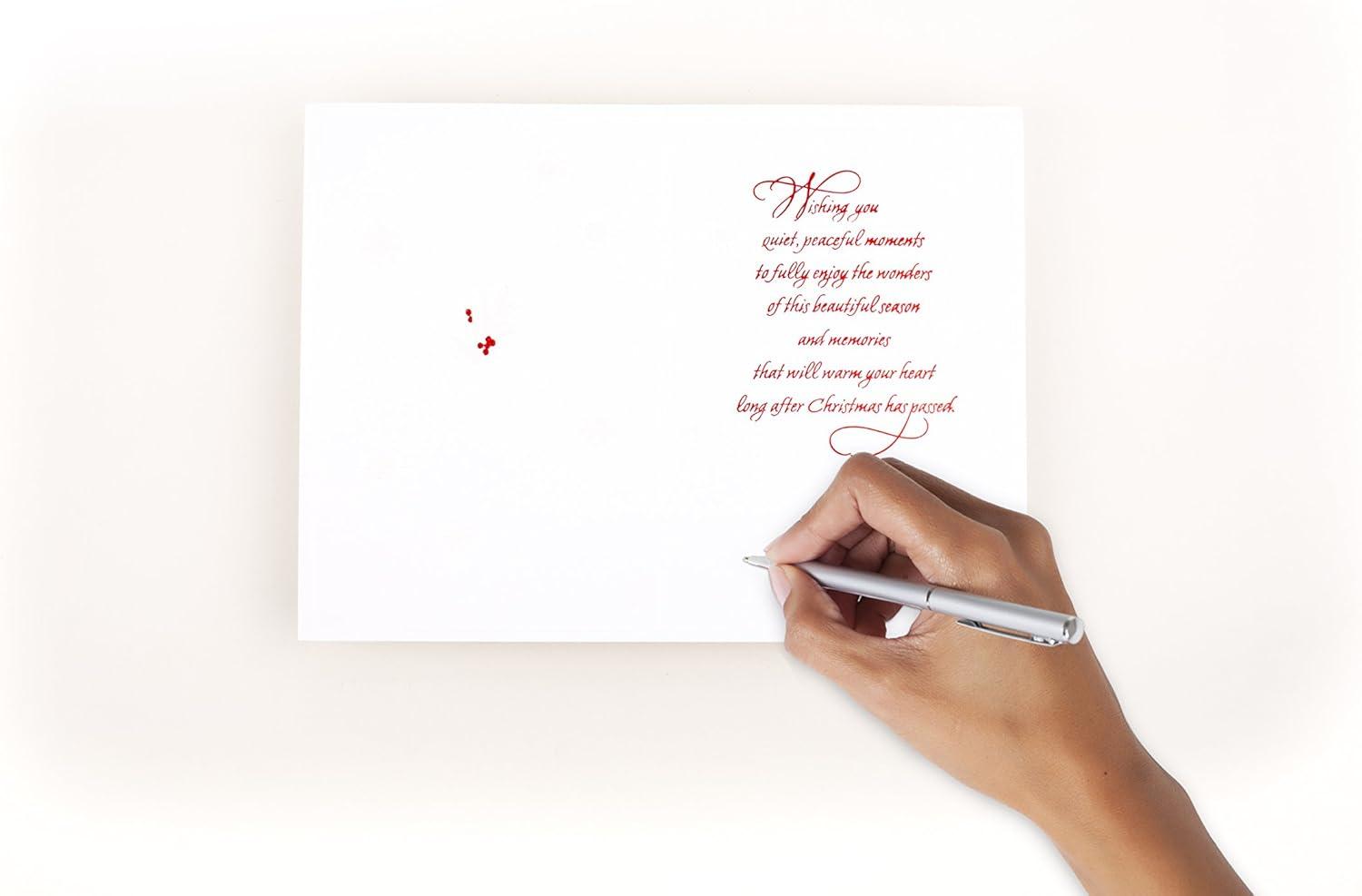 imageHallmark Christmas Card Thinking of You SnowflakesRed Script Merry Christmas