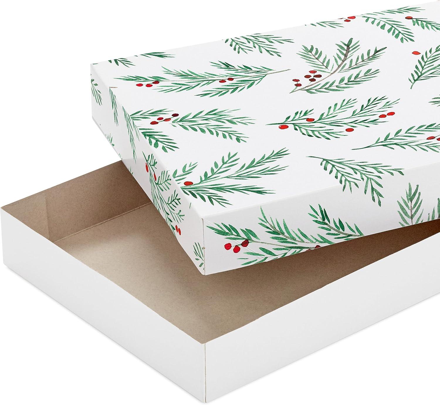 imageHallmark Christmas Shirt Boxes for Presents 10 Clothes Boxes with Lids 3 Small 11quot 5 Medium 14quot 2 Large 16quot Red Green and Black Plaid Snowmen Santa Winter Greenery