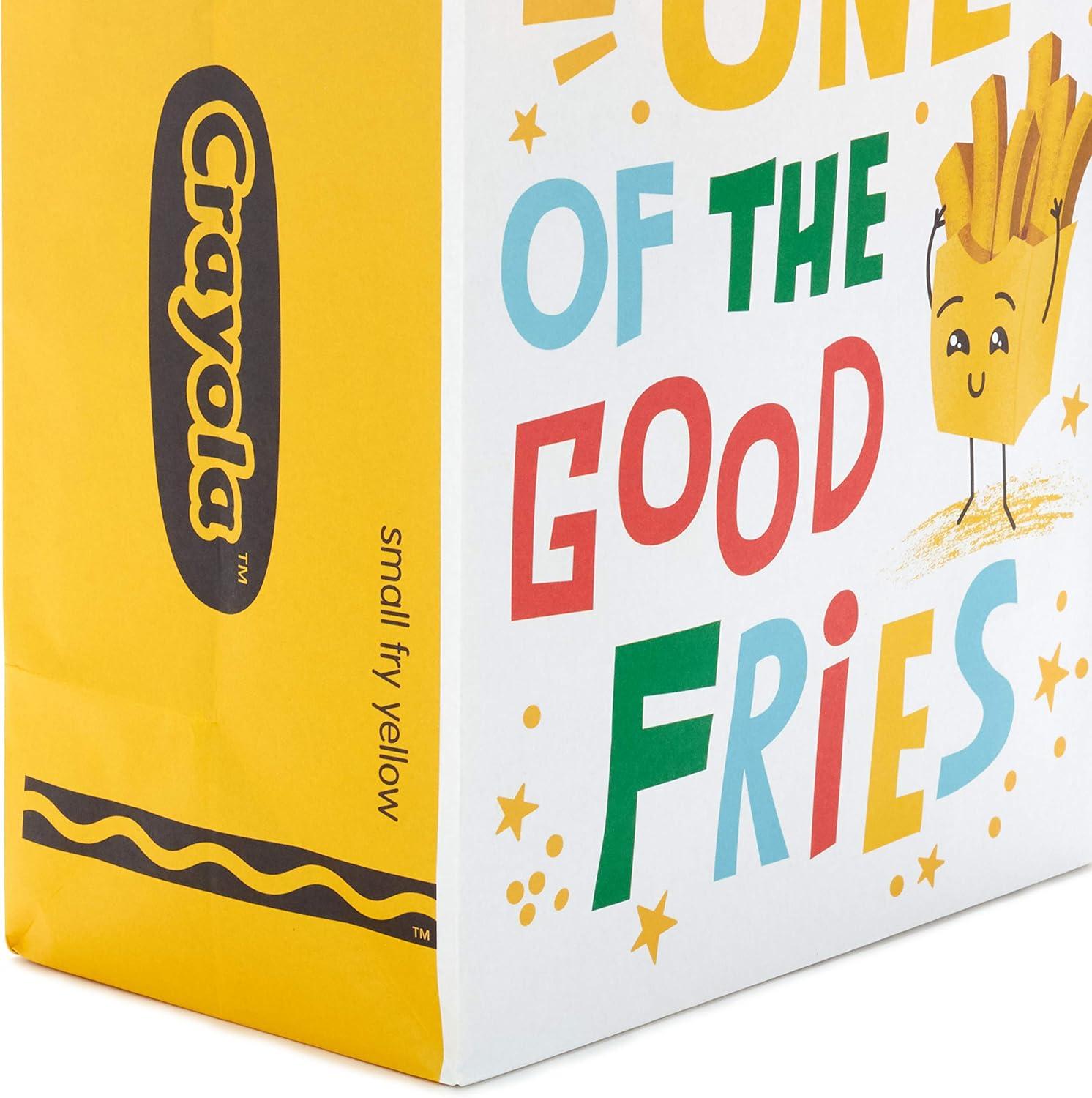 imageHallmark Crayola 11quot Large Gift Bags with CutOut Coloring Sheets Bundle of 3 Pink Strawberry Red Sun Yellow Fries for Birthdays Kids Parties Arts and Crafts