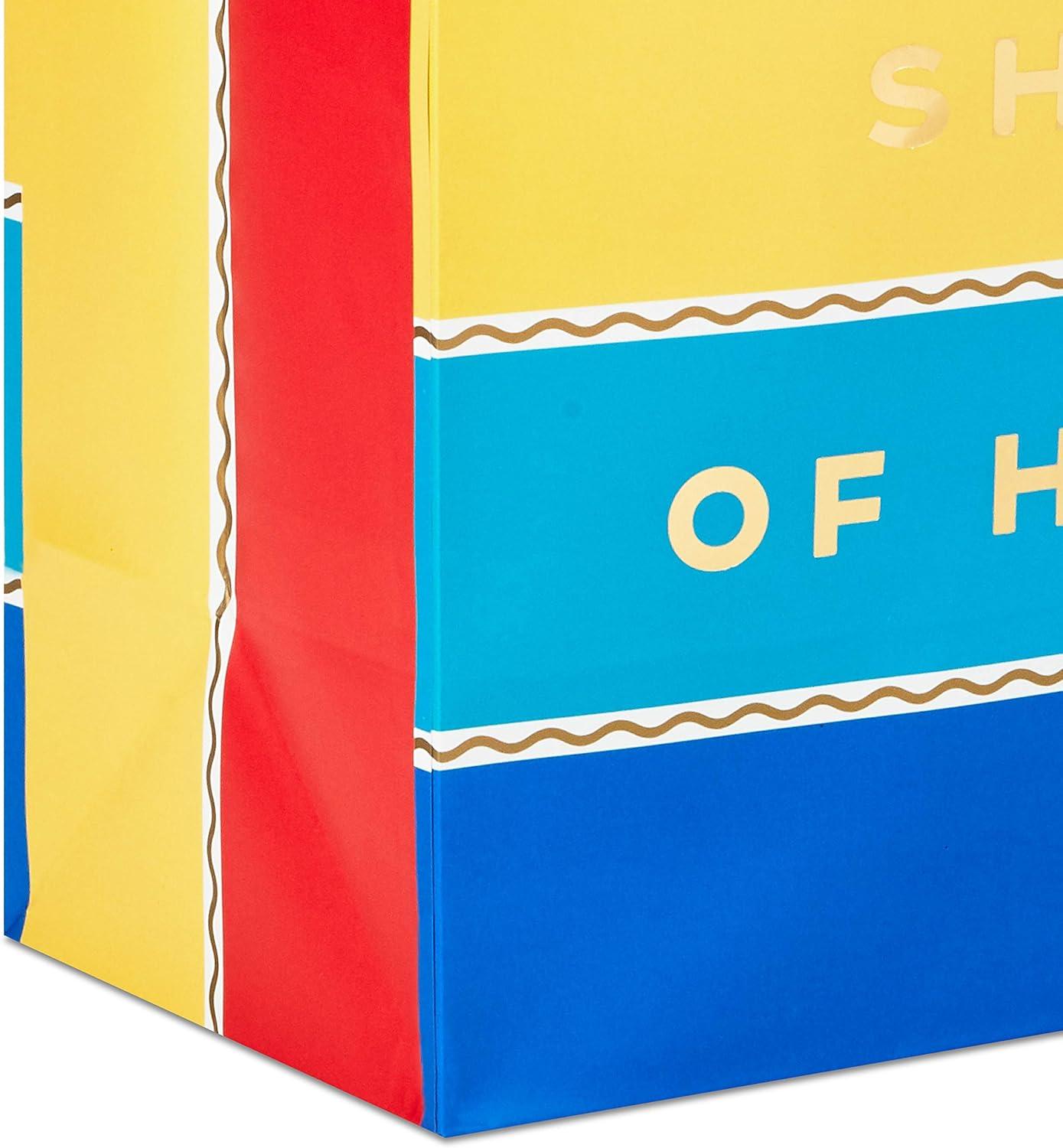 imageHallmark Crayola 13quot Large Gift Bag with Tissue Paper Rainbow Stripes for Birthdays Graduations Baby Showers Back to School Teachers Kids
