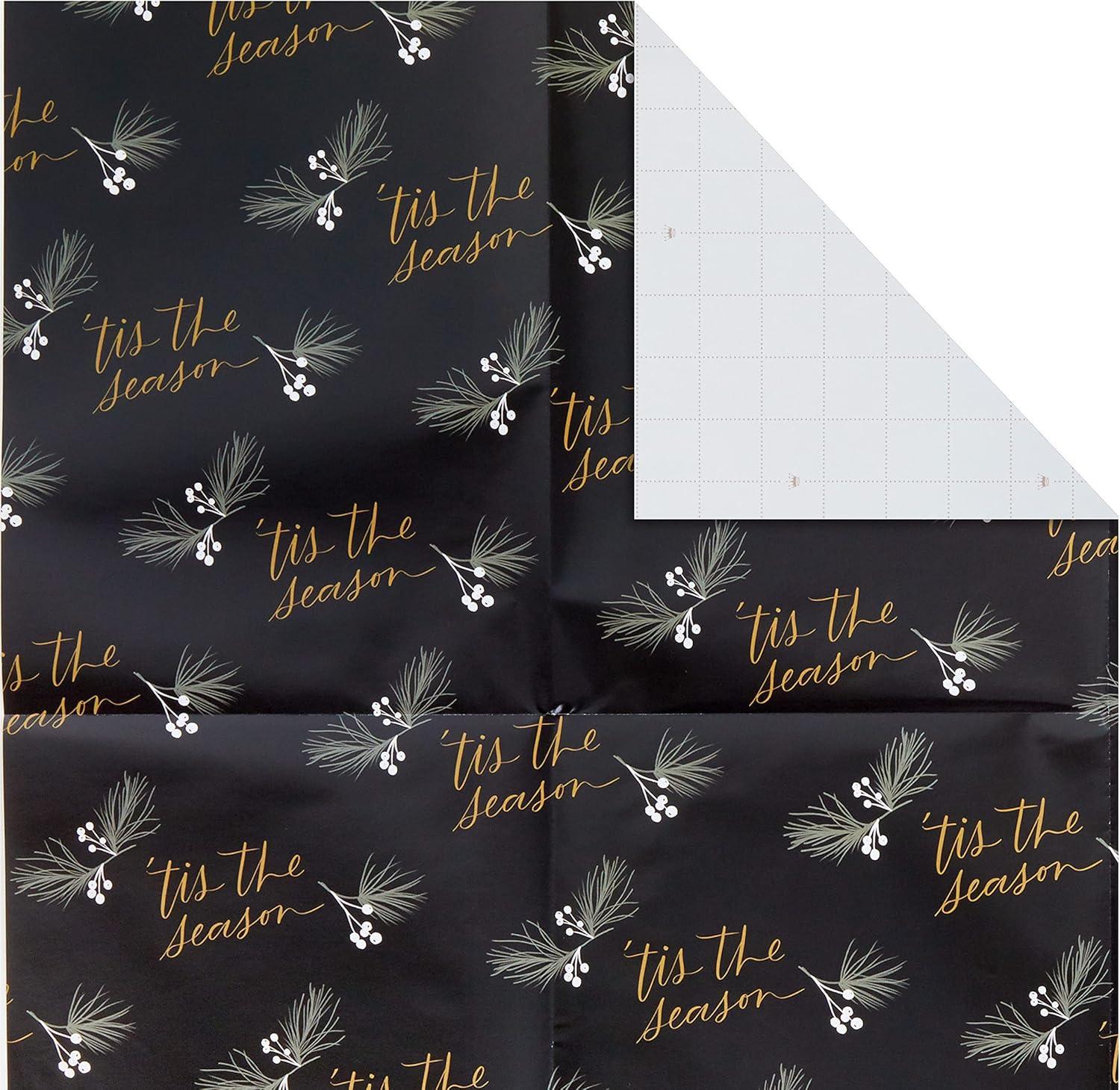 imageHallmark Cute Christmas Flat Wrapping Paper Sheets with Cutlines on Reverse 12 Folded Sheets with Sticker Gift Tags Pink Mint Green Plants Cactus Presents OrnamentsSnowman  Snowflakes  Tis the Season