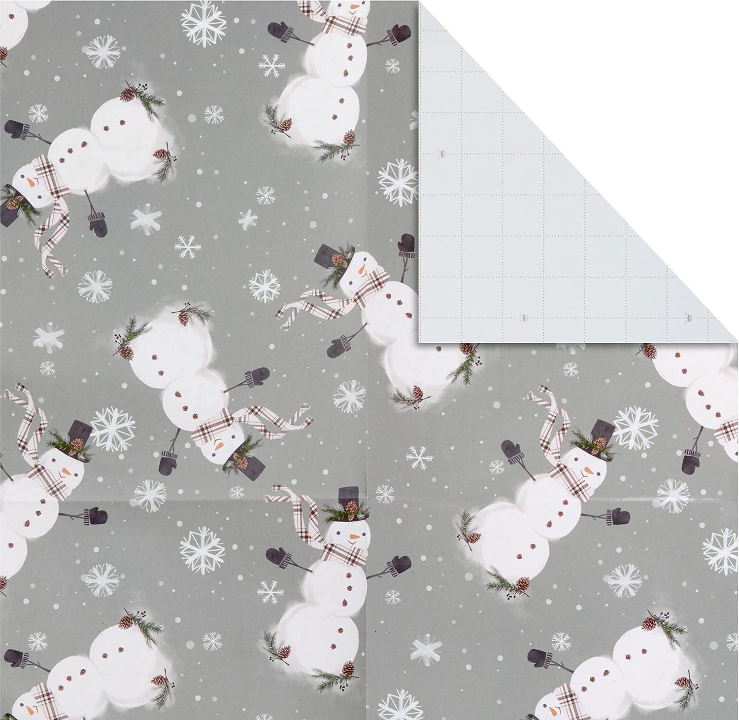 imageHallmark Cute Christmas Flat Wrapping Paper Sheets with Cutlines on Reverse 12 Folded Sheets with Sticker Gift Tags Pink Mint Green Plants Cactus Presents OrnamentsSnowman  Snowflakes  Tis the Season