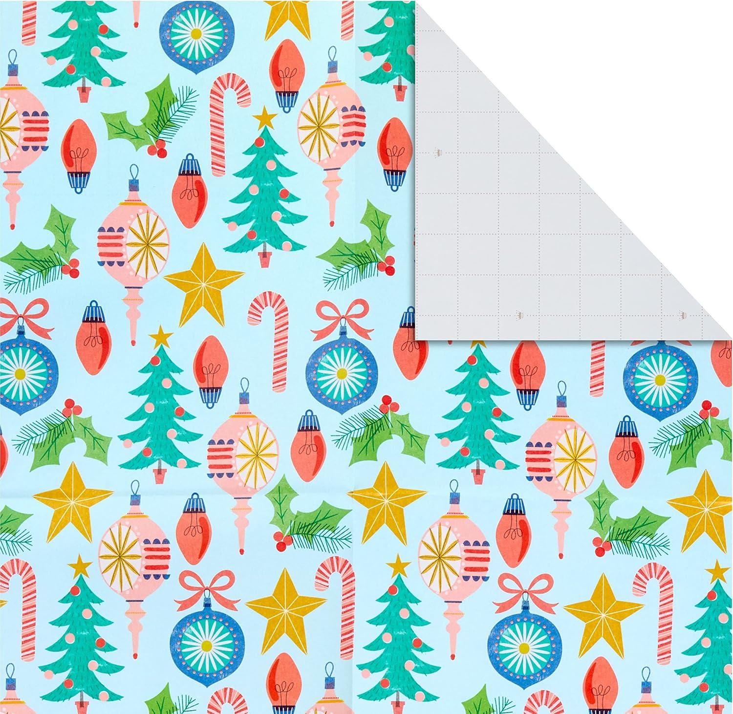 imageHallmark Cute Christmas Flat Wrapping Paper Sheets with Cutlines on Reverse 12 Folded Sheets with Sticker Gift Tags Pink Mint Green Plants Cactus Presents OrnamentsOrnaments  Cactus  Wrapped Presents