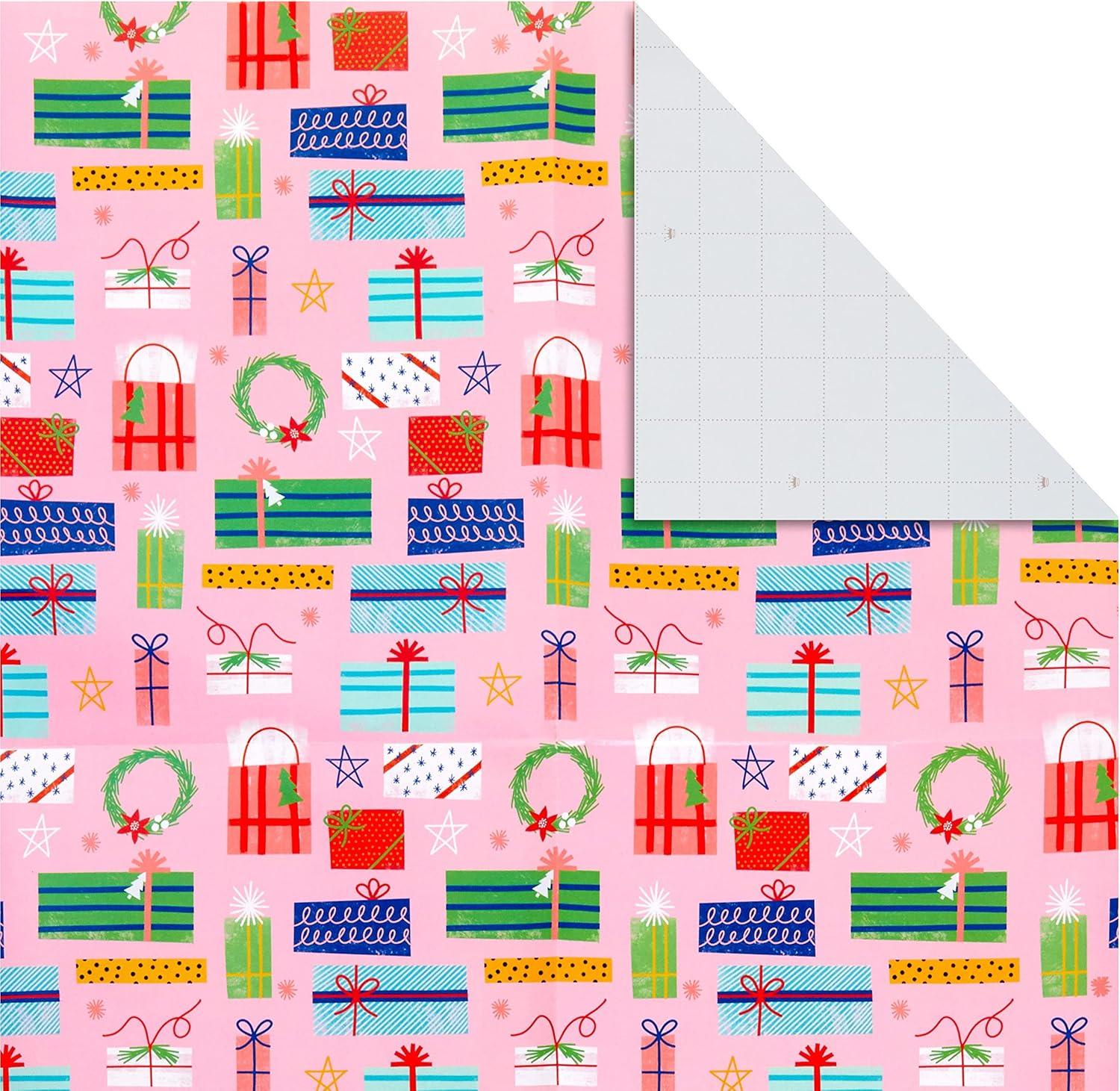 imageHallmark Cute Christmas Flat Wrapping Paper Sheets with Cutlines on Reverse 12 Folded Sheets with Sticker Gift Tags Pink Mint Green Plants Cactus Presents OrnamentsOrnaments  Cactus  Wrapped Presents