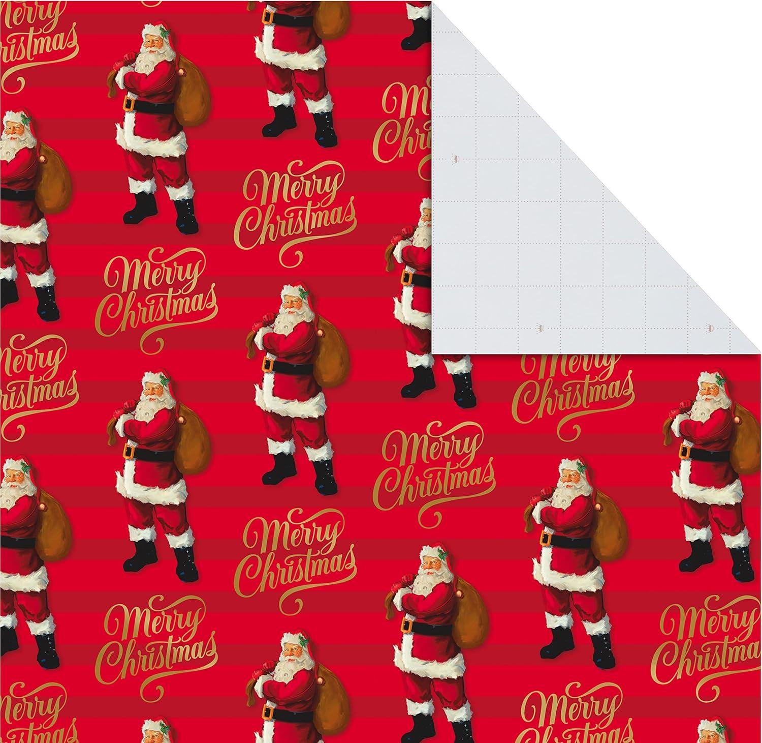 imageHallmark Cute Christmas Flat Wrapping Paper Sheets with Cutlines on Reverse 12 Folded Sheets with Sticker Gift Tags Pink Mint Green Plants Cactus Presents OrnamentsRed Santa  Plaid Snowflakes  Stripes