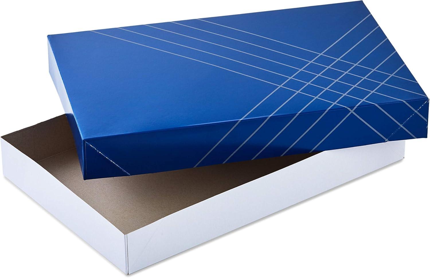 imageHallmark Designed Shirt Boxes with Lids 8 Boxes 2 Each of Orange and Blue Stripes Plaid Dots Happy Birthday for Birthdays Fathers Day GraduationsBlue  Yellow  Red