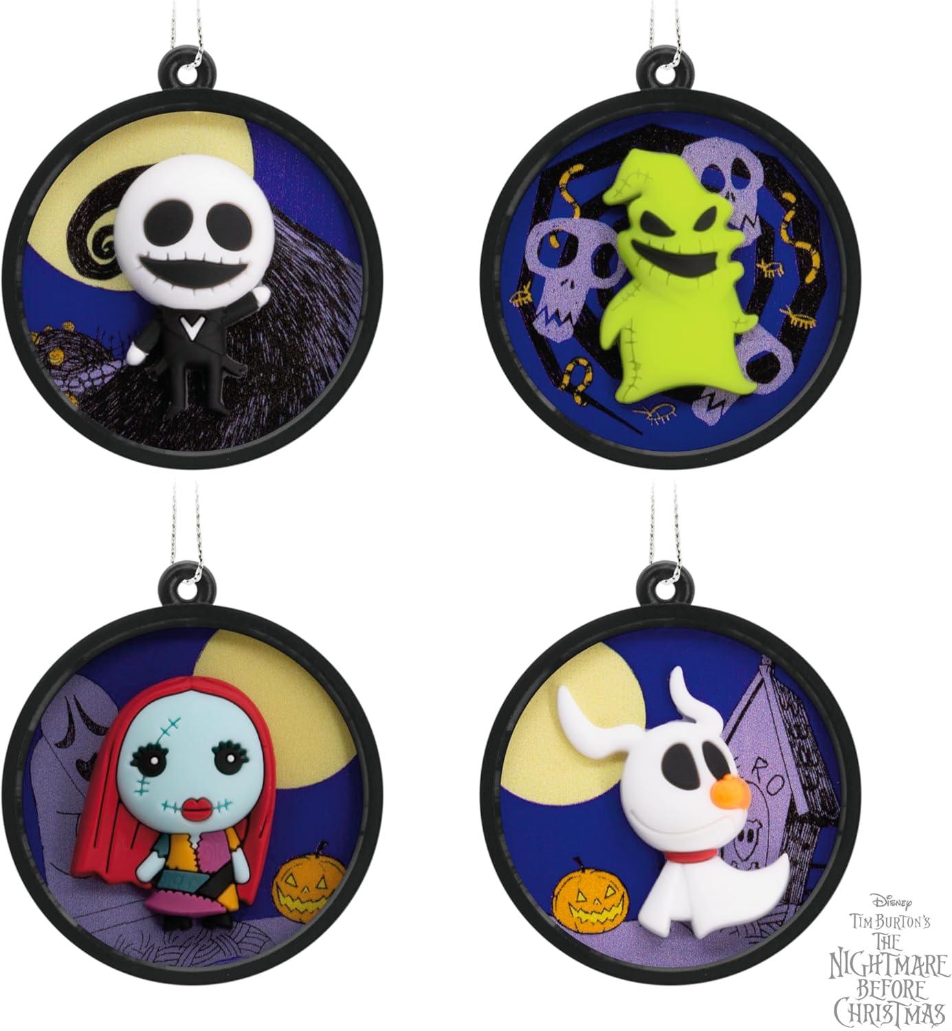 imageHallmark Disney Tim Burtons The Nightmare Before Christmas Scenes Mini Christmas Ornaments Shatterproof Set of 4Set of 4