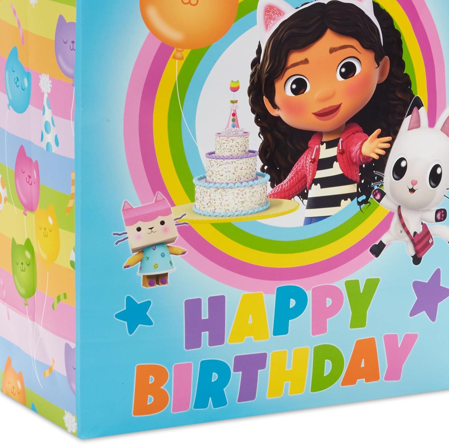 imageHallmark Gabbys Dollhouse 15quot Extra Large Birthday Gift Bag with Tissue Paper Blue and Pink Rainbow for Kids Grandchildren FriendsGabbys Dollhouse
