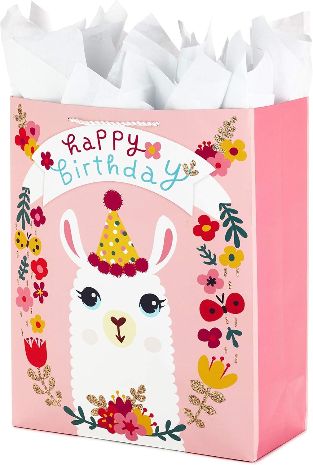 imageHallmark Gabbys Dollhouse 15quot Extra Large Birthday Gift Bag with Tissue Paper Blue and Pink Rainbow for Kids Grandchildren FriendsLlama