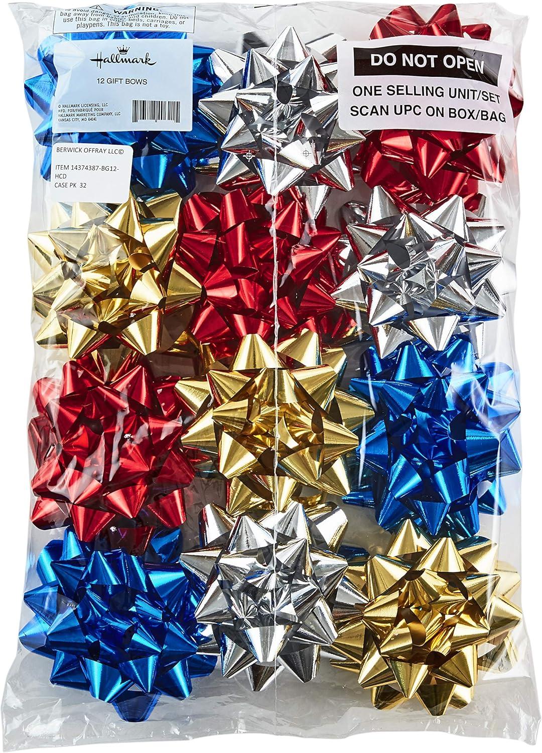 imageHallmark Gift Bow Assortment 12 Count Gold Silver Bronze White for Birthdays Mothers Day Weddings Bridal Showers Any OccasionBright Metallic  12 Count