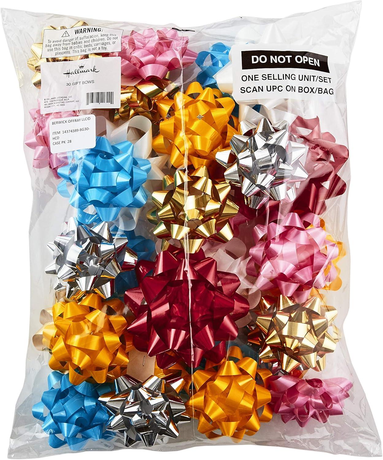 imageHallmark Gift Bow Assortment 30 2 Sizes Red White Pink Blue Yellow Silver Gold for Christmas Hanukkah Birthdays Weddings Baby ShowersRed  White  Pink  Blue  Yellow  Silver  Gold