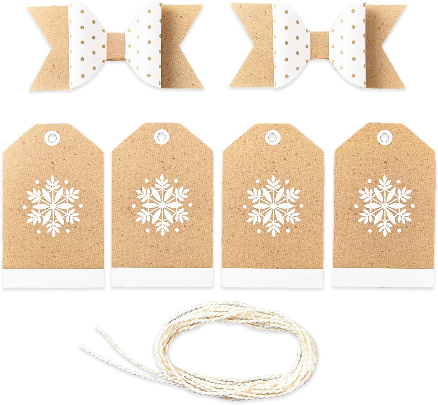 imageHallmark Holiday Gift Wrap Accessory Kit Red Truck Tree Snowflake 6 Gift Bows 12 Gift Tags 9 Yards of Twine  Kraft Red Green WhiteRed  Green  and Kraft