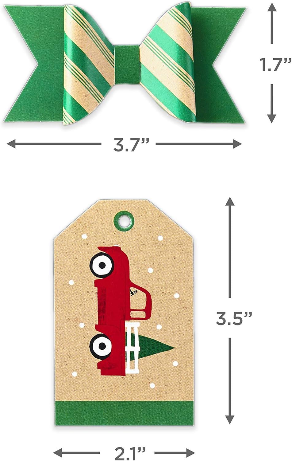 imageHallmark Holiday Gift Wrap Accessory Kit Red Truck Tree Snowflake 6 Gift Bows 12 Gift Tags 9 Yards of Twine  Kraft Red Green WhiteRed  Green  and Kraft