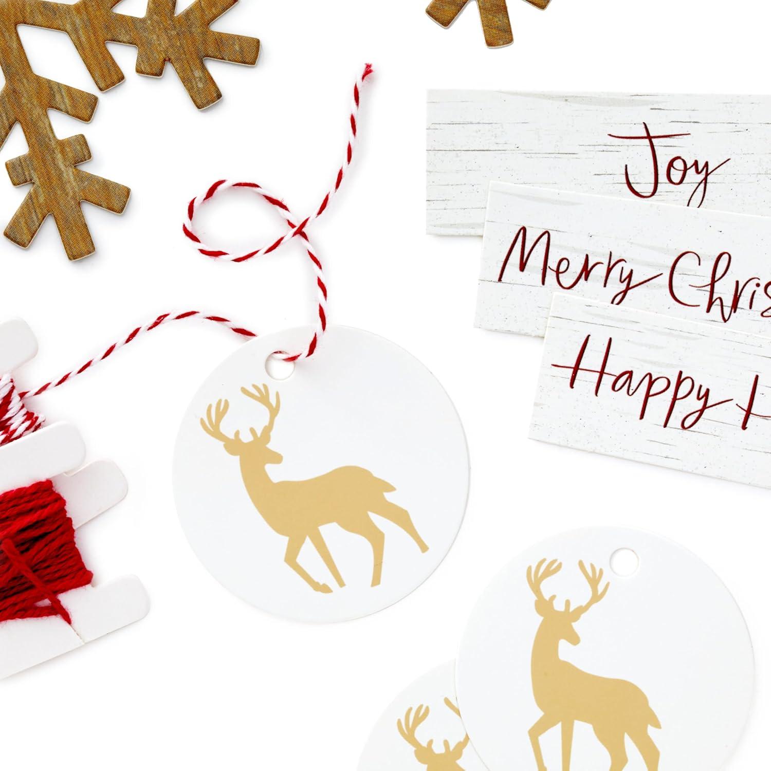 imageHallmark Holiday Gift Wrap Accessory Kit Red Truck Tree Snowflake 6 Gift Bows 12 Gift Tags 9 Yards of Twine  Kraft Red Green WhiteSnowflakes  Deer  String  Red  Natural