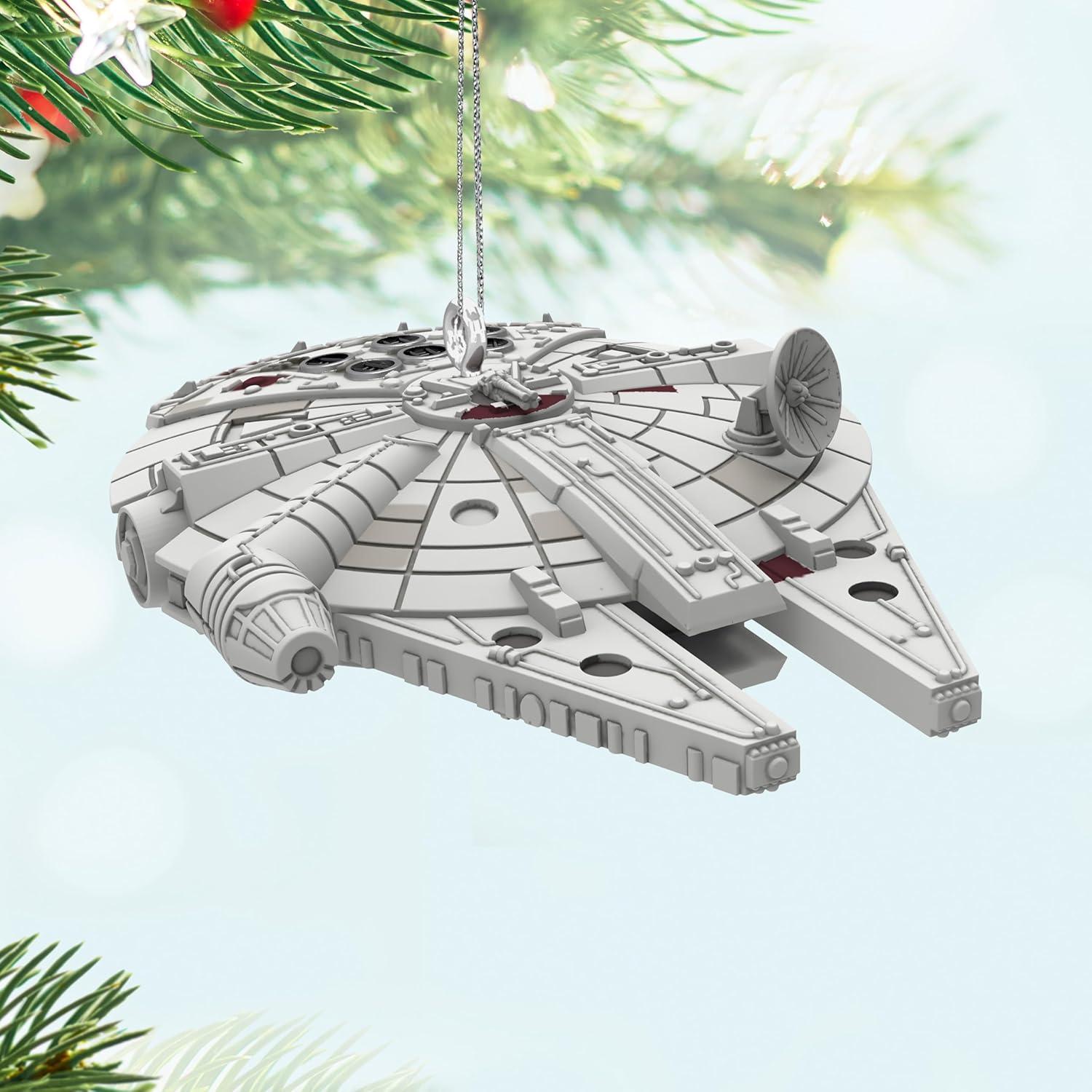 imageHallmark Keepsake 075quot Mini Christmas Ornament 2025 Star Wars Darth Vaders TIE Fighter Gifts for Star Wars FansMillennium Falcon