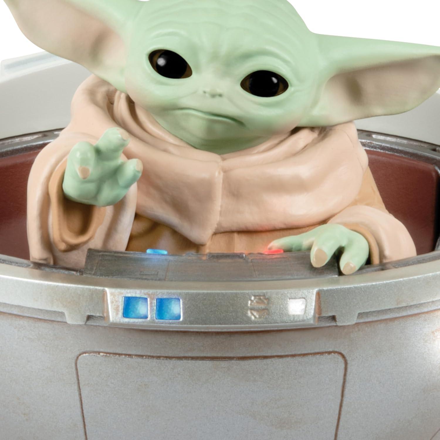 imageHallmark Keepsake Christmas Ornament 2024 Star Wars The Mandalorian Grogu in Hovering Pram With Light Sound and Motion Gifts for Star Wars Fans