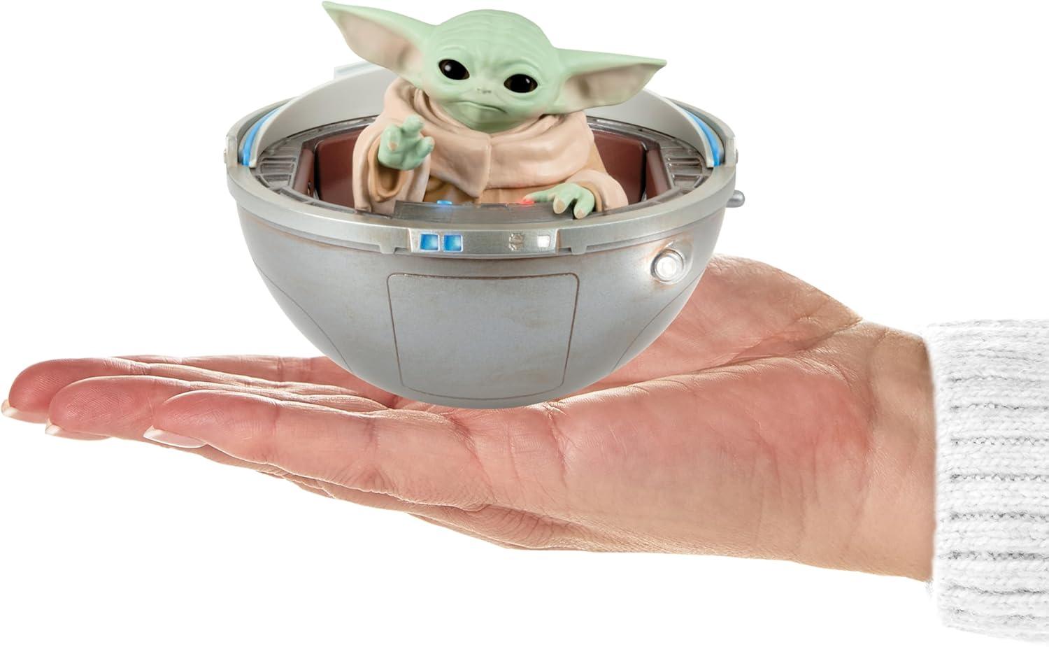 imageHallmark Keepsake Christmas Ornament 2024 Star Wars The Mandalorian Grogu in Hovering Pram With Light Sound and Motion Gifts for Star Wars Fans