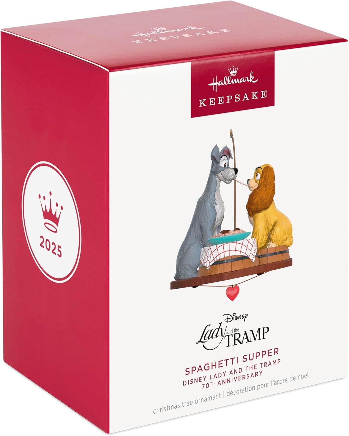 imageHallmark Keepsake Christmas Ornament 2025 Disney Lady and The Tramp 70th Anniversary Spaghetti Supper Gifts for Disney FansSpaghetti Supper