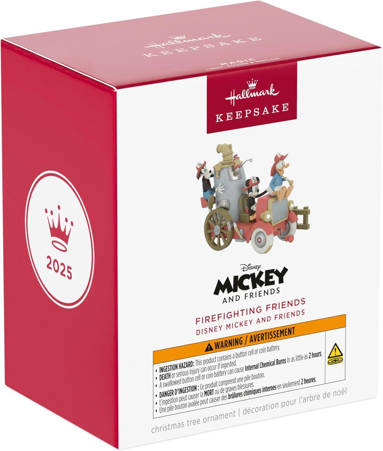 imageHallmark Keepsake Christmas Ornament 2025 Disney Mickey and Friends Firefighting Friends 2025 with Light Sound and Motion Gifts for Disney FansFirefighting Friends