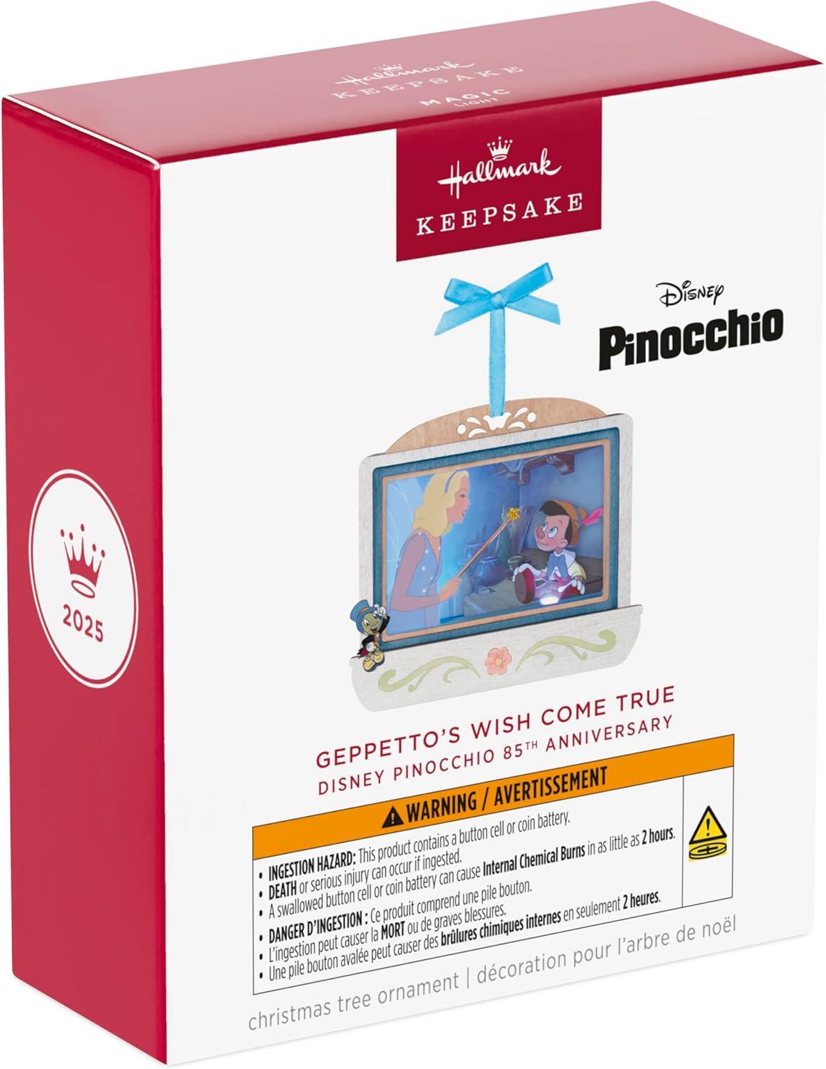 imageHallmark Keepsake Christmas Ornament 2025 Disney Pinocchio 85th Anniversary Geppettos Wish Come True with Light Papercraft Gifts for Disney FansPinocchio