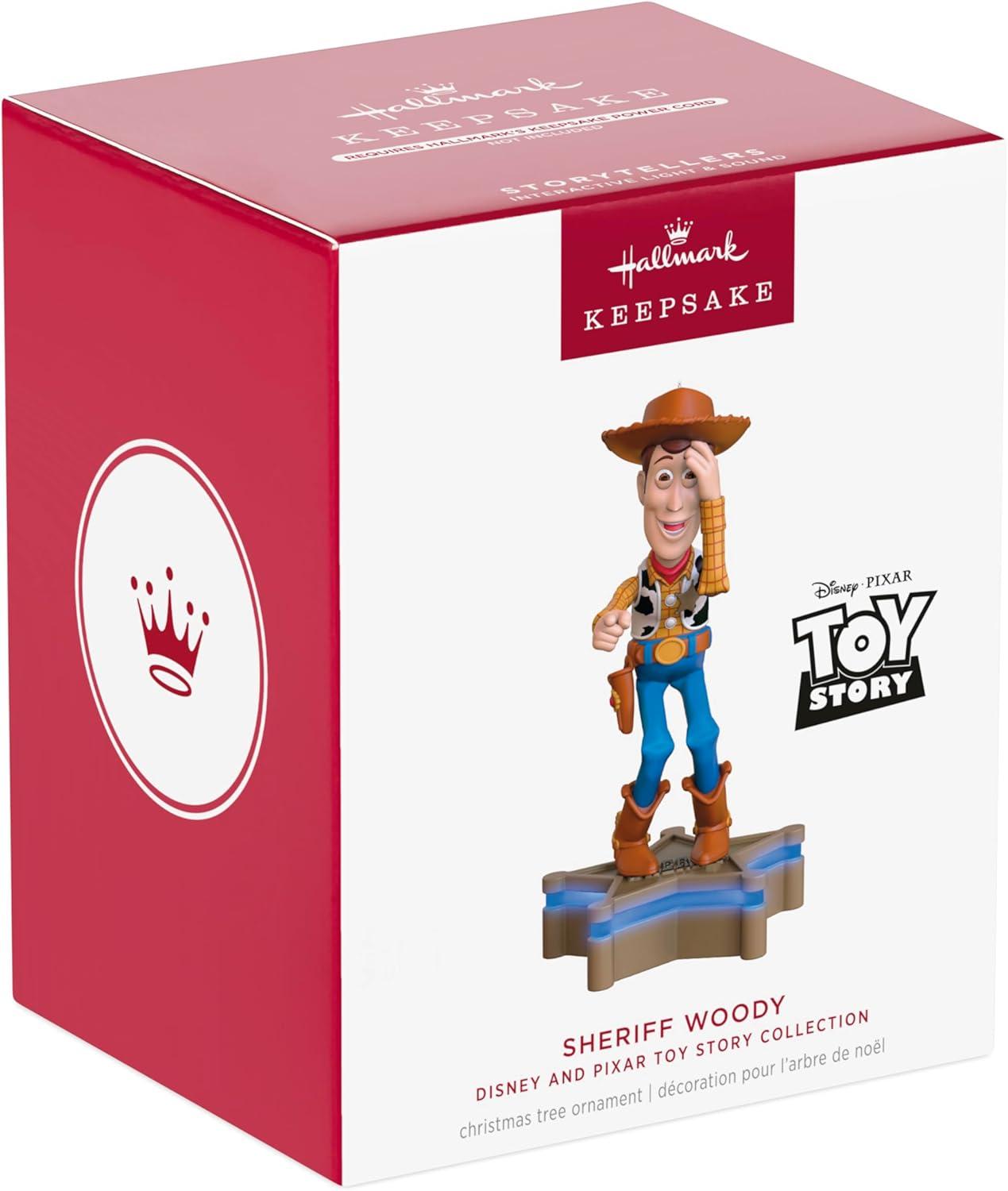 imageHallmark Keepsake Christmas Ornament 2025 DisneyPixar Toy Story Collection Sheriff Woody with Light and Sound Gifts for Disney FansSheriff Woody