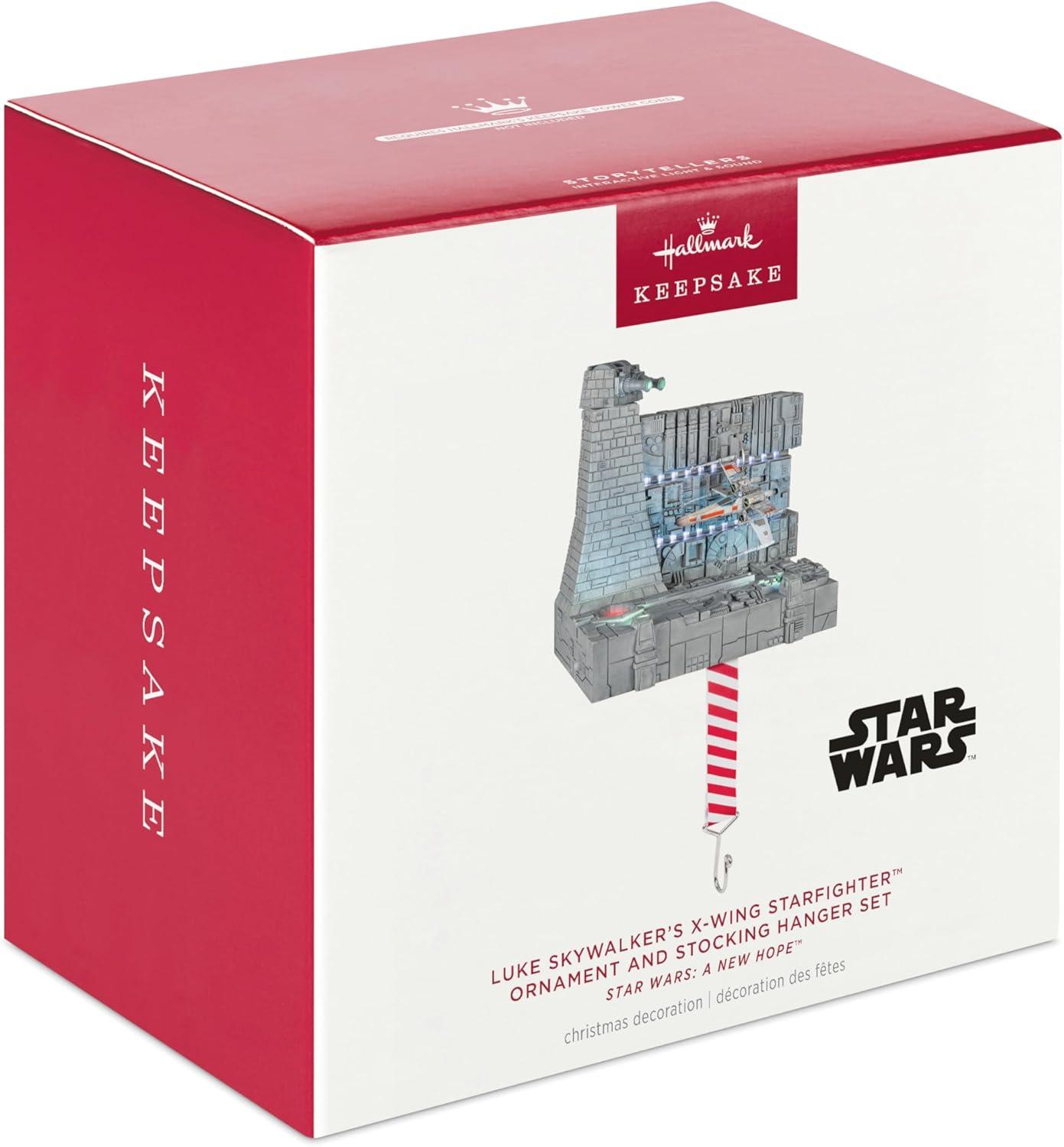imageHallmark Keepsake Christmas Ornament and Stocking Hanger Star Wars A New Hope Luke Skywalkers XWing Starfighter with Light and Sound Gifts for Star Wars Fans