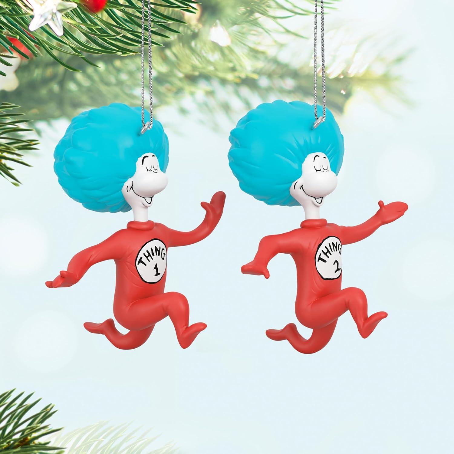 imageHallmark Keepsake Christmas Ornaments 2024 Dr Seusss The Cat in the Hat Thing One and Thing Two Set of 2 Gifts for Dr Seuss FansThe Cat in the Hat Thing 1 and Thing 2