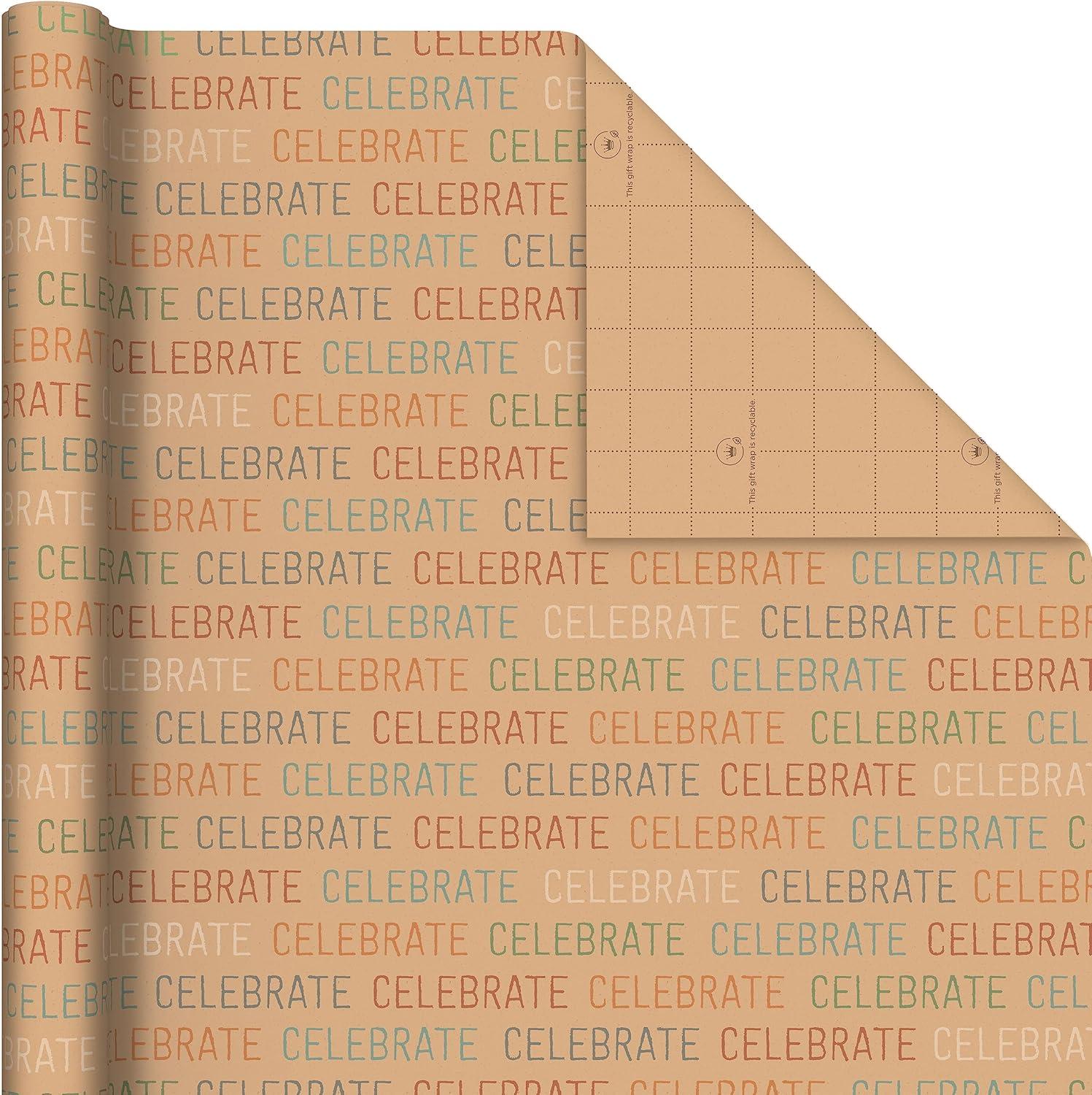 imageHallmark Kids Wrapping Paper with Cutlines on Reverse 6 Rolls 180 Sq Ft Total Dinosaurs Unicorns Rainbow Video GamesKraft Stripes  Celebrate  Stars
