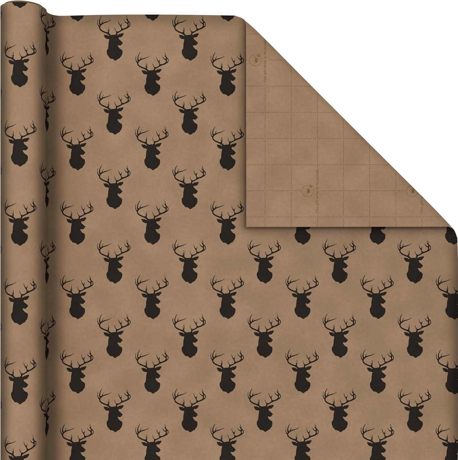 imageHallmark Kraft Christmas Wrapping Paper for Kids with Cut Lines on Reverse 4 Rolls 88 sq ft ttl Penguins Santa Snowmen Polka DotsChristmas Lights  Deer  Snowflakes  Red  Green  Blue Stripes