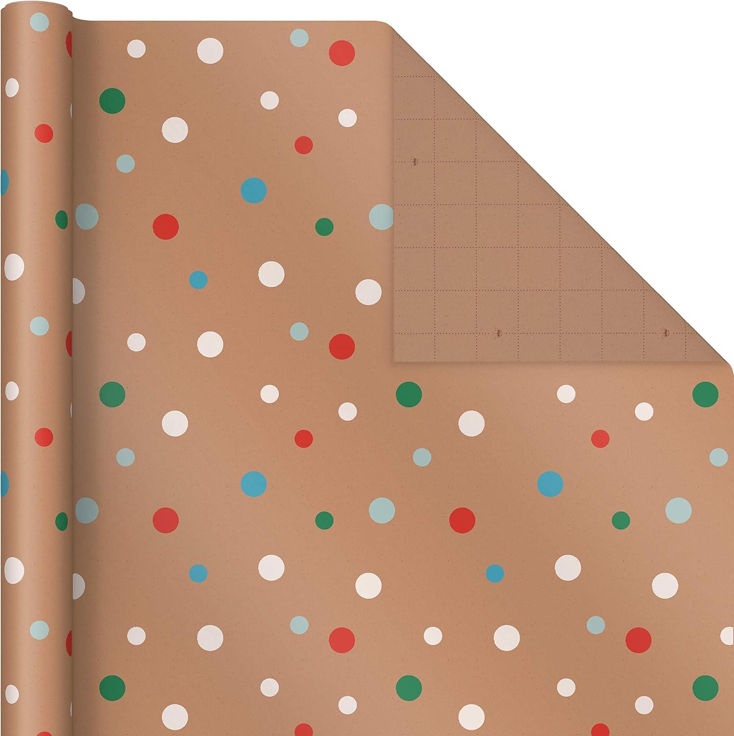 imageHallmark Kraft Christmas Wrapping Paper for Kids with Cut Lines on Reverse 4 Rolls 88 sq ft ttl Penguins Santa Snowmen Polka DotsPenguins  Santa  Snowmen  Polka Dots
