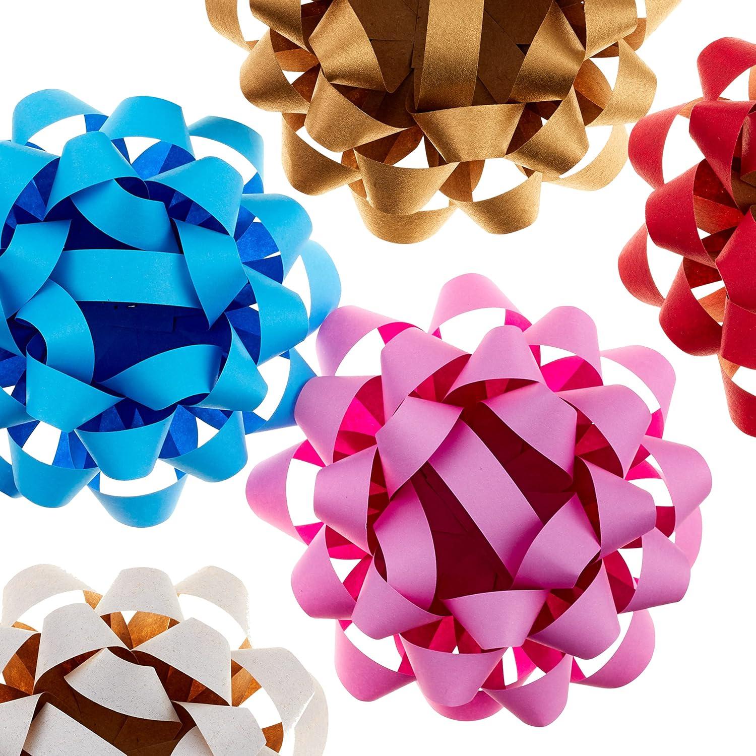 imageHallmark Kraft Paper Gift Bows 5 Bows Gold White Blue Red Pink for Birthdays Graduations Baby Showers Presents and MoreKraft Gold  White  Blue  Red  Pink