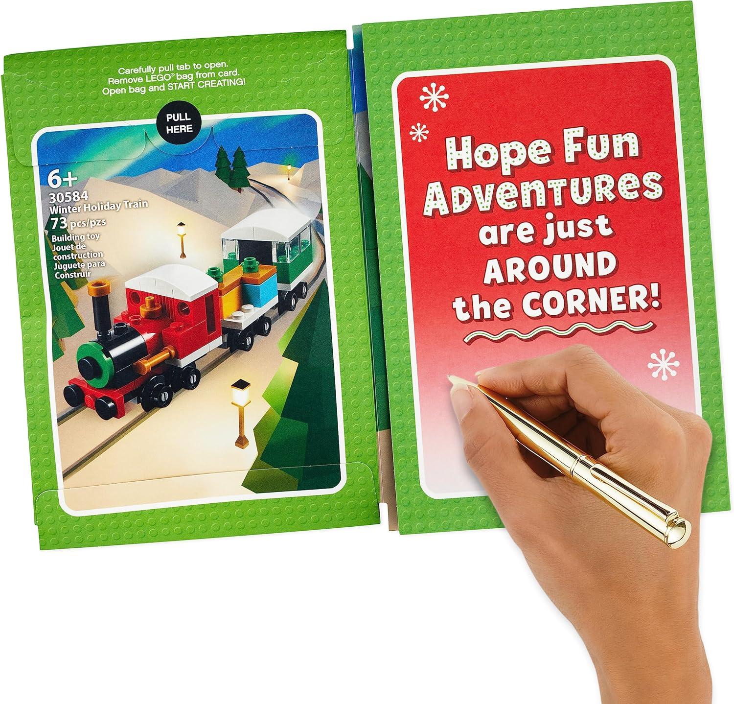 imageHallmark Lego Christmas Card for Kids Toy Train Building KitHoliday Train  Lego Building Kit