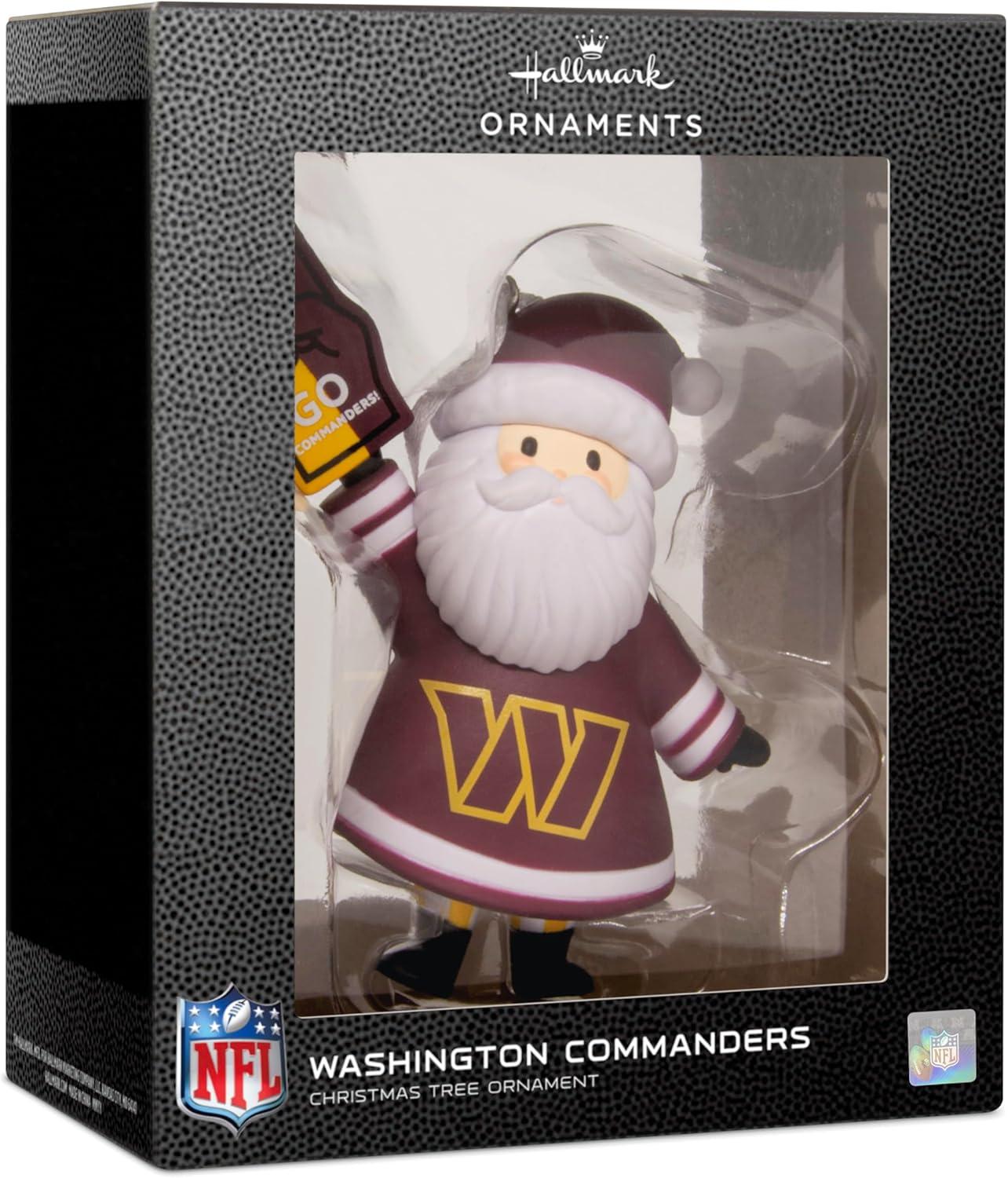 imageHallmark NFL Washington Commanders Santa Fan Christmas Ornament Gifts for Sports Fans